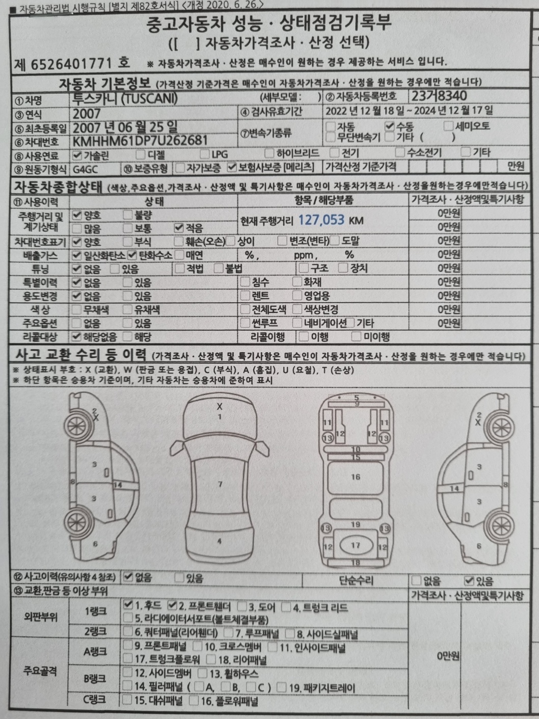 Основная информация и общее состояние / история аварий и ремонтов