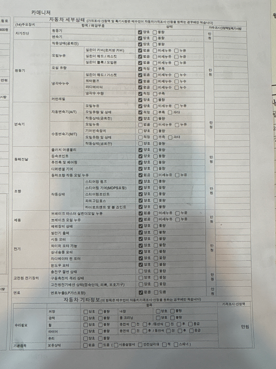 Детальное состояние автомобиля