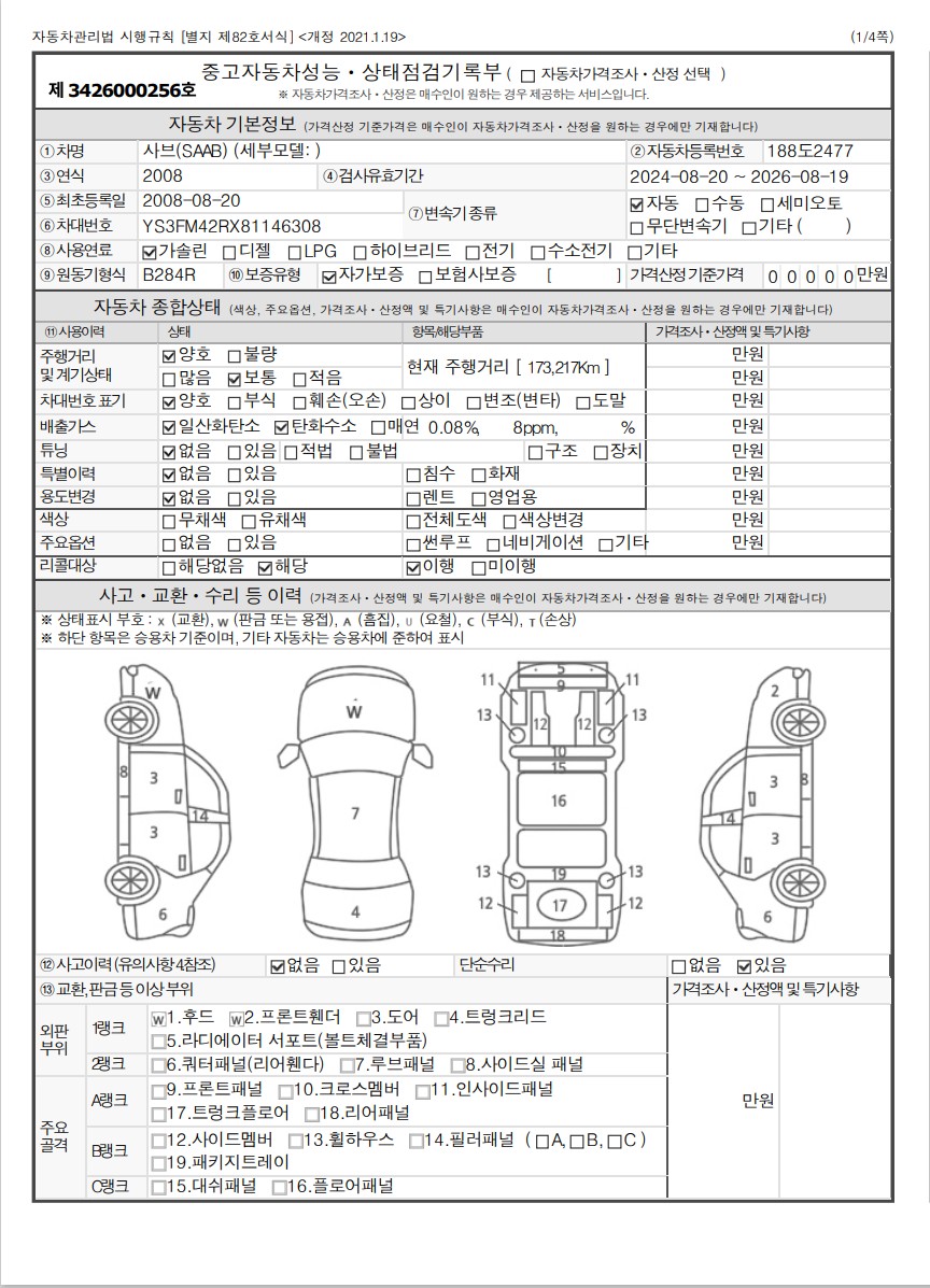 Основная информация и общее состояние / история аварий и ремонтов