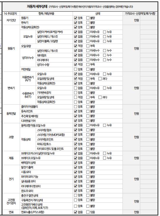Детальное состояние автомобиля
