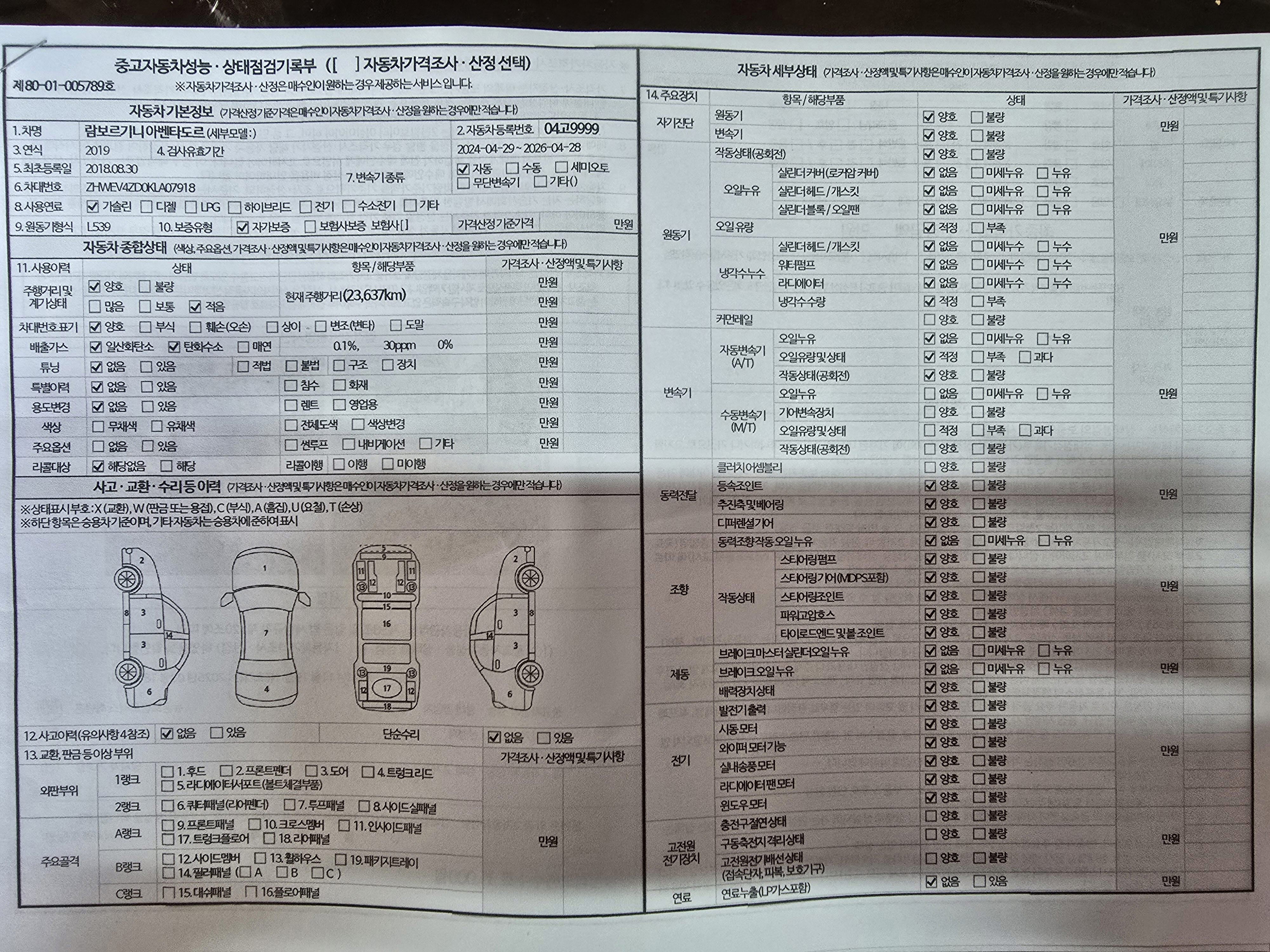 Основная информация и общее состояние / история аварий и ремонтов