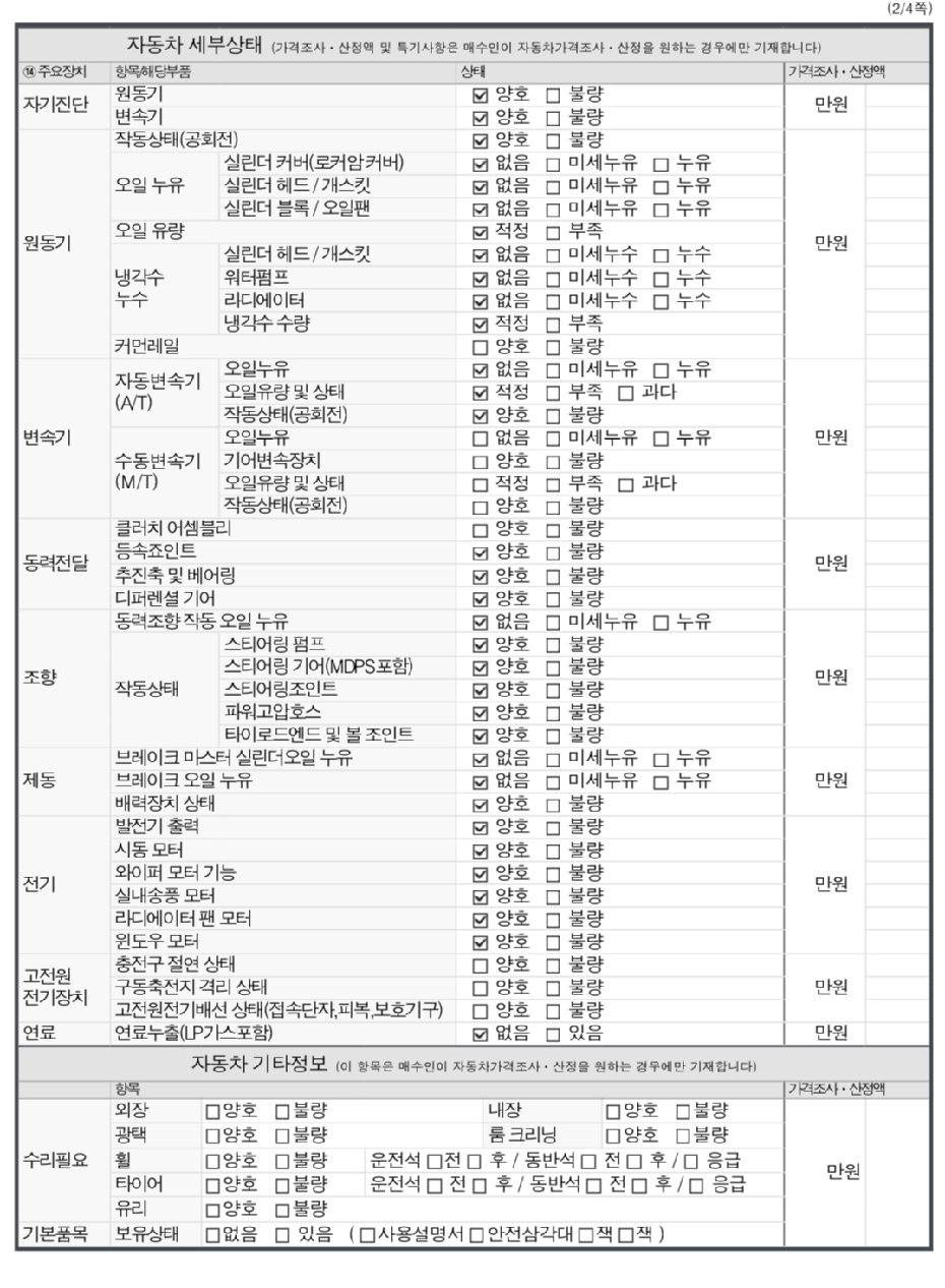 Детальное состояние автомобиля