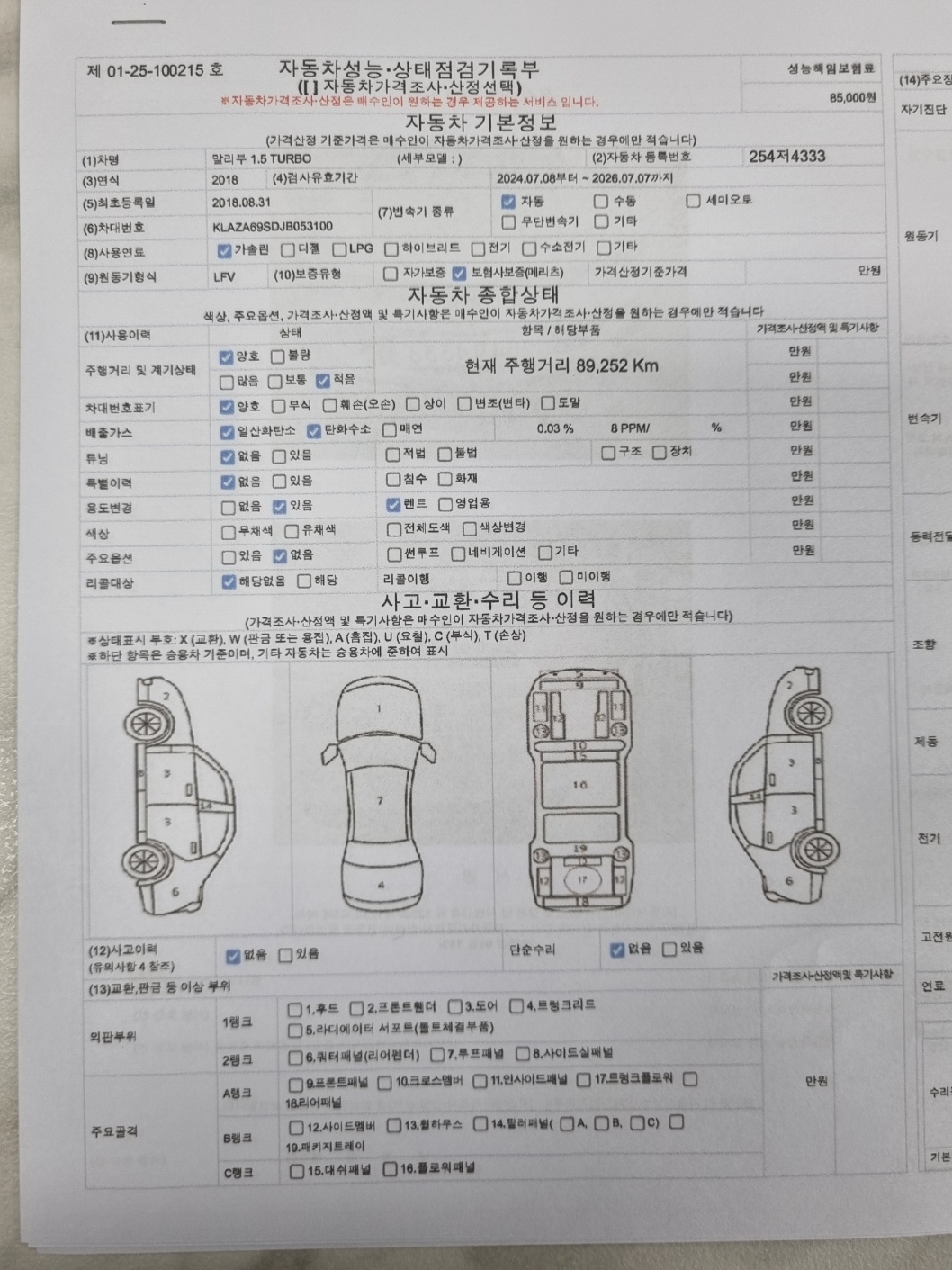 Основная информация и общее состояние / история аварий и ремонтов