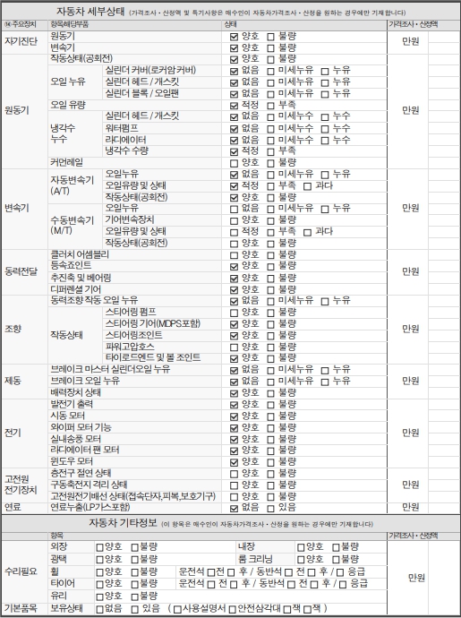 Детальное состояние автомобиля