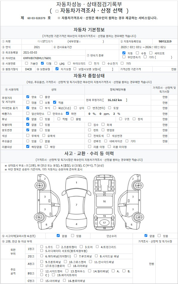 Основная информация и общее состояние / история аварий и ремонтов