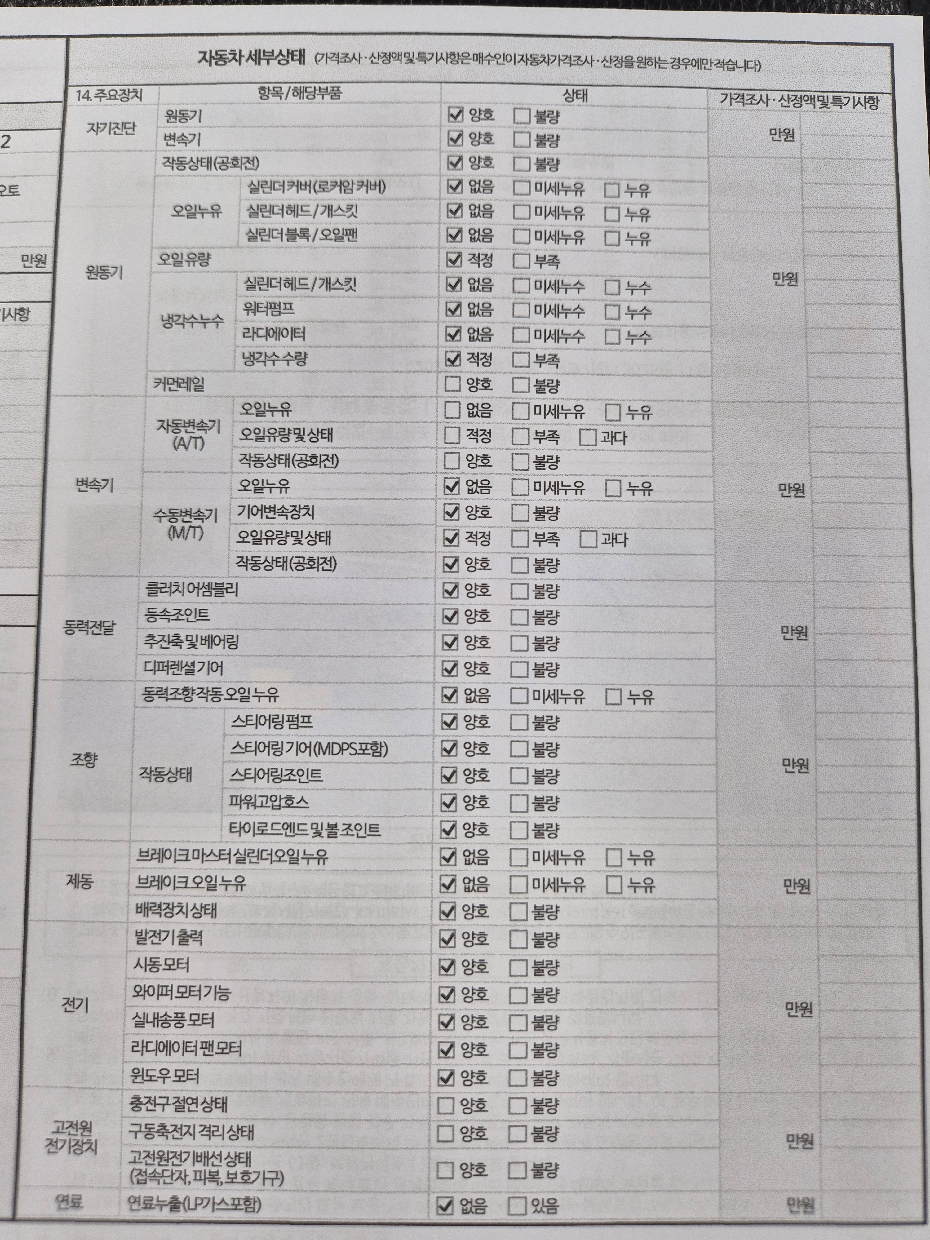 Детальное состояние автомобиля