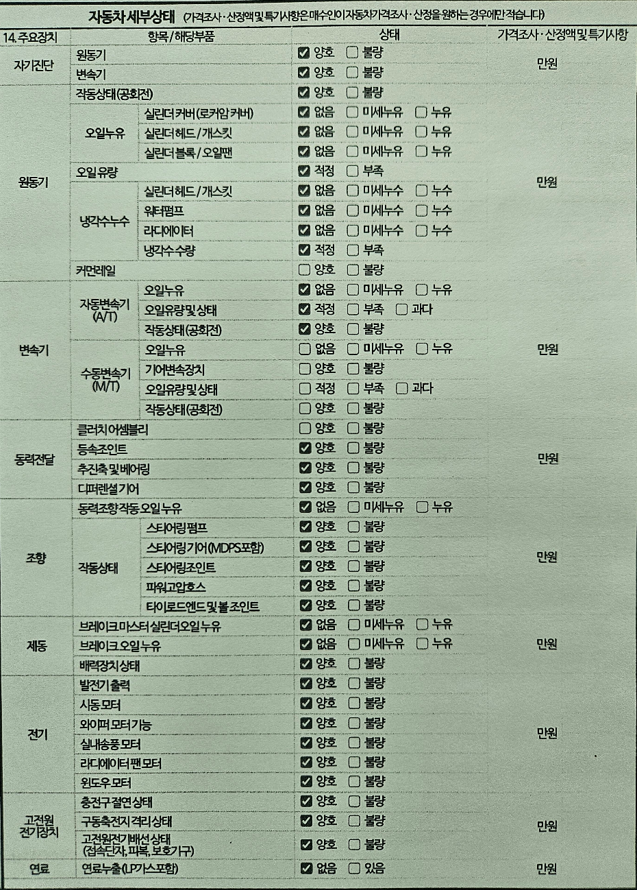 Детальное состояние автомобиля
