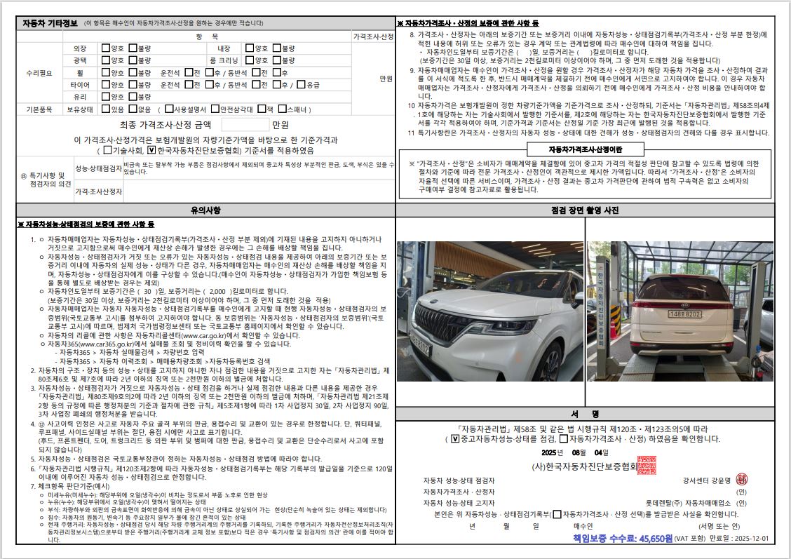 Детальное состояние автомобиля