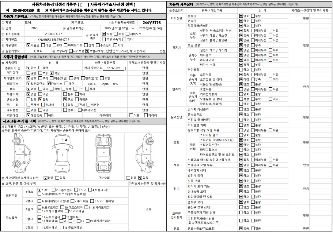 Основная информация и общее состояние / история аварий и ремонтов