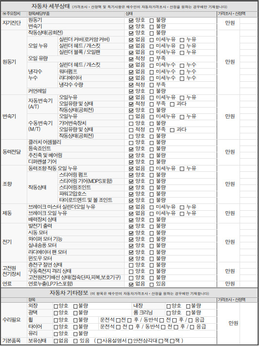 Детальное состояние автомобиля