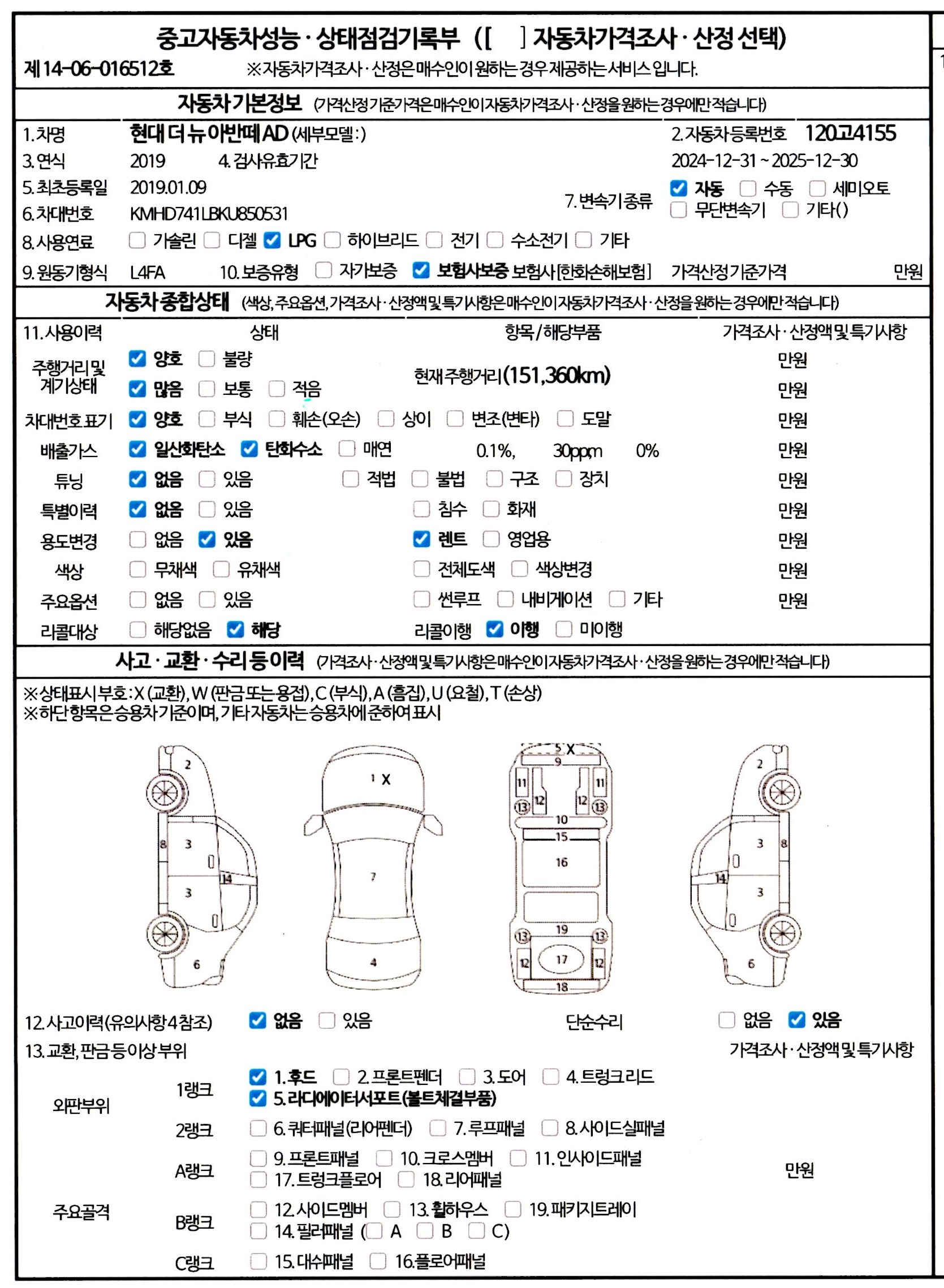 Основная информация и общее состояние / история аварий и ремонтов