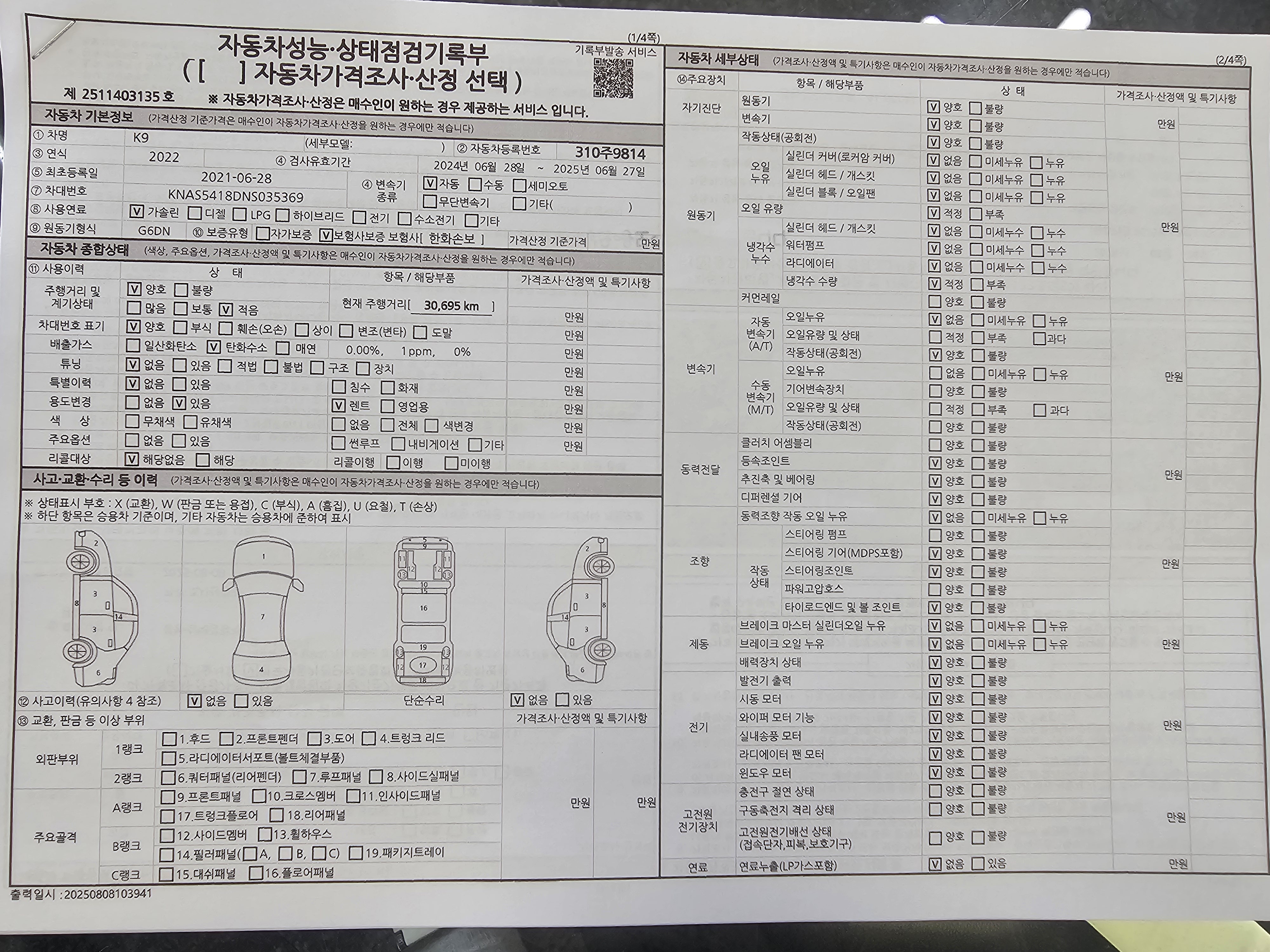Основная информация и общее состояние / история аварий и ремонтов