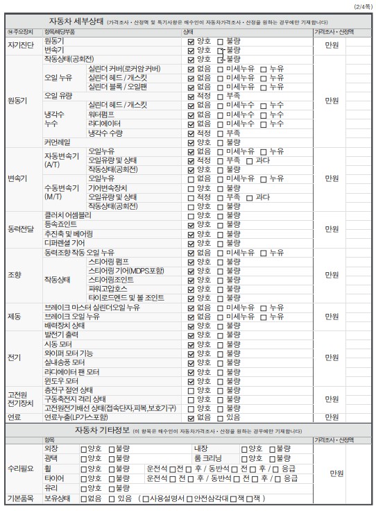 Детальное состояние автомобиля