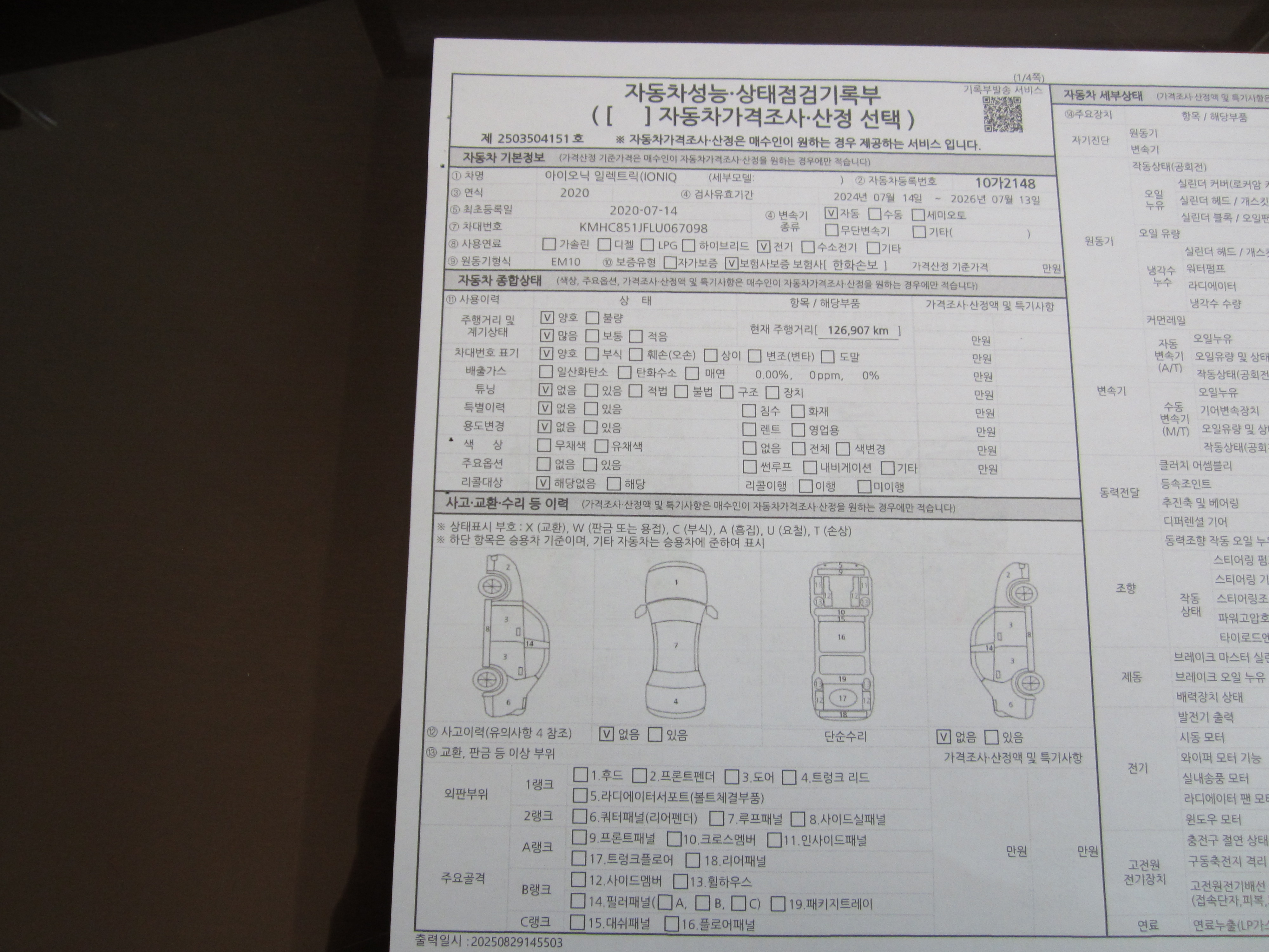 Детальное состояние автомобиля