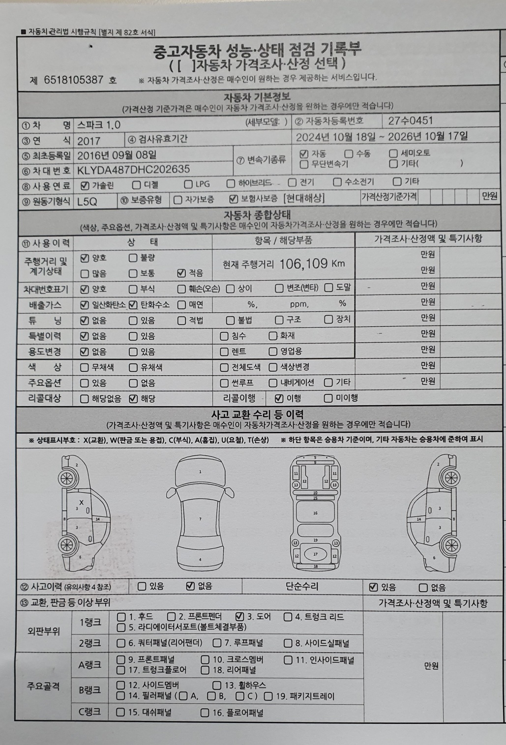 Основная информация и общее состояние / история аварий и ремонтов