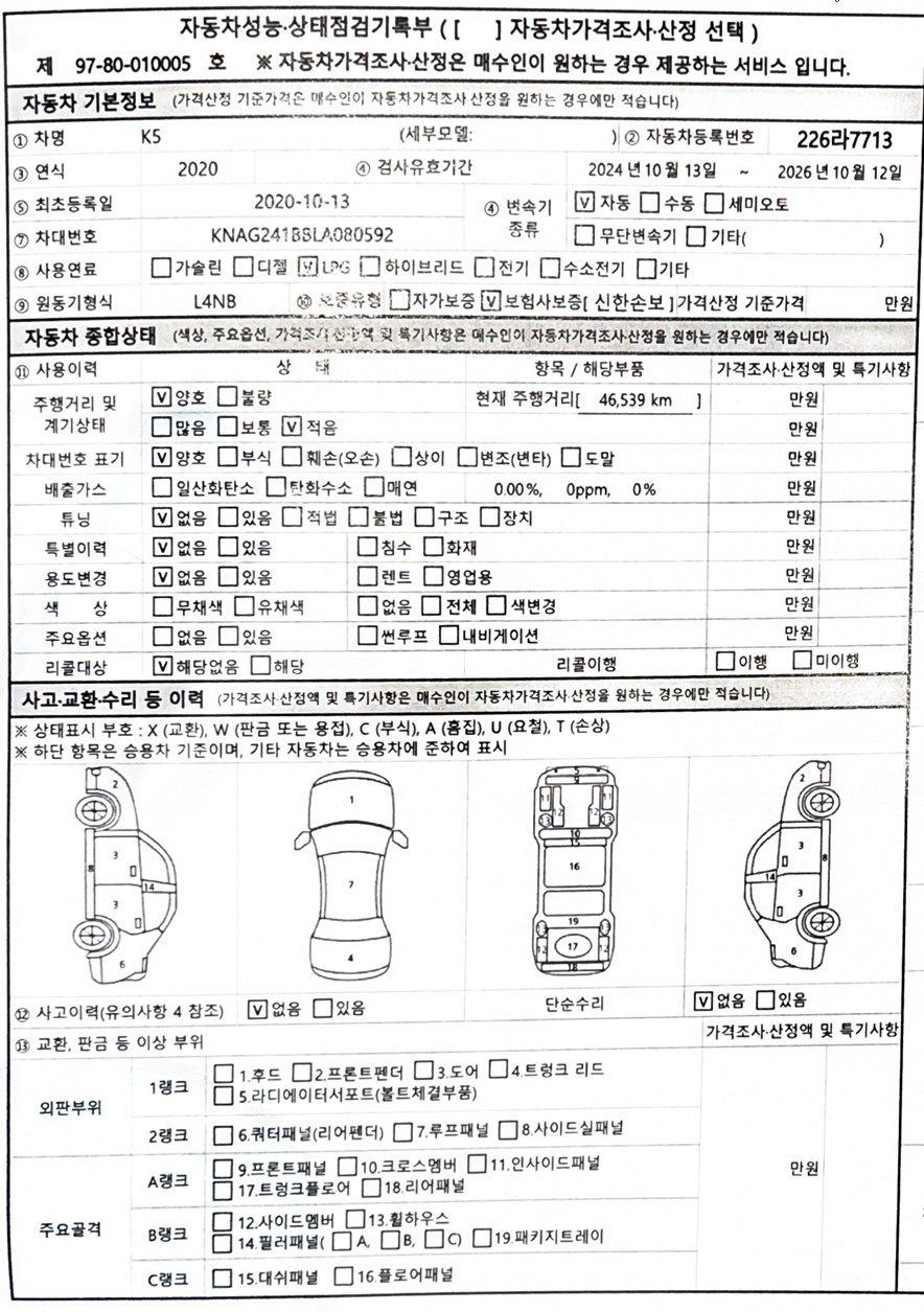 Основная информация и общее состояние / история аварий и ремонтов