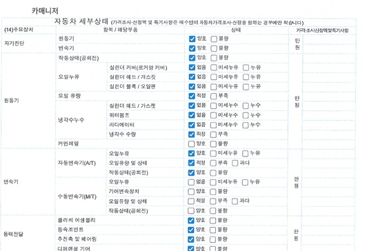 Детальное состояние автомобиля