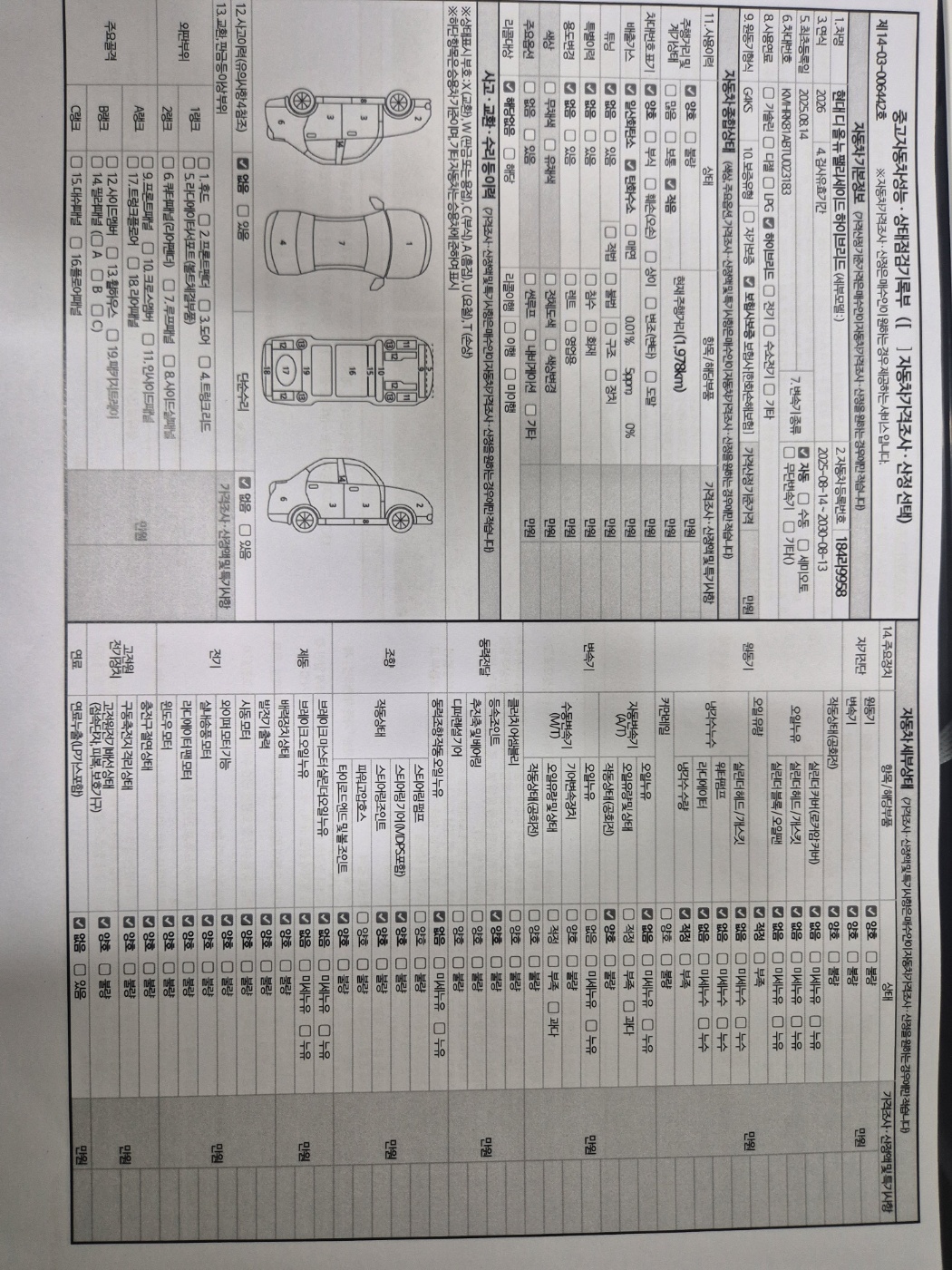 자동차 기본정보&종합상태
사고 교환 수리 등 이력