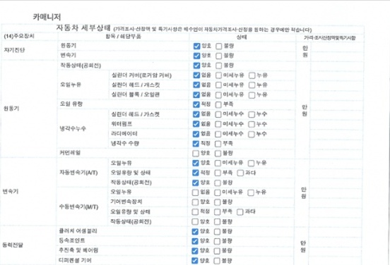 Детальное состояние автомобиля