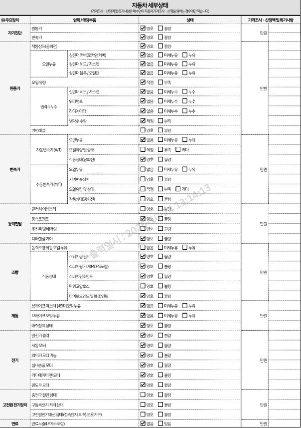 Детальное состояние автомобиля