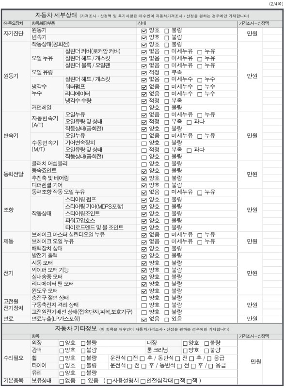Детальное состояние автомобиля