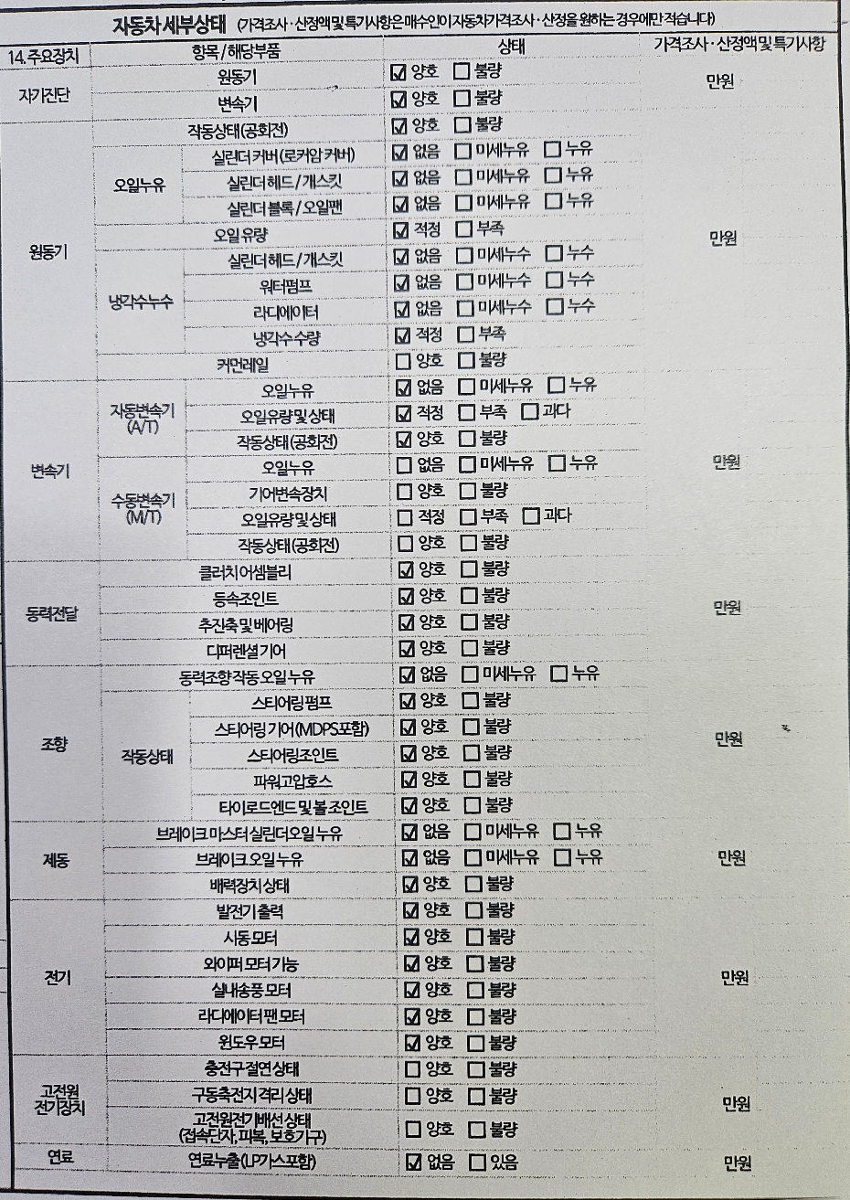 Детальное состояние автомобиля