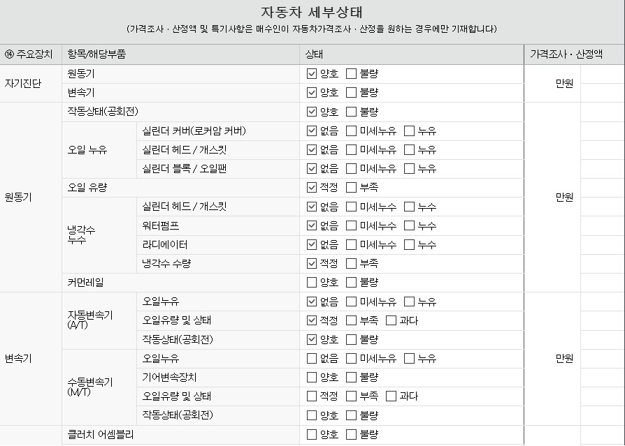 Подробное состояние автомобиля и другая информация