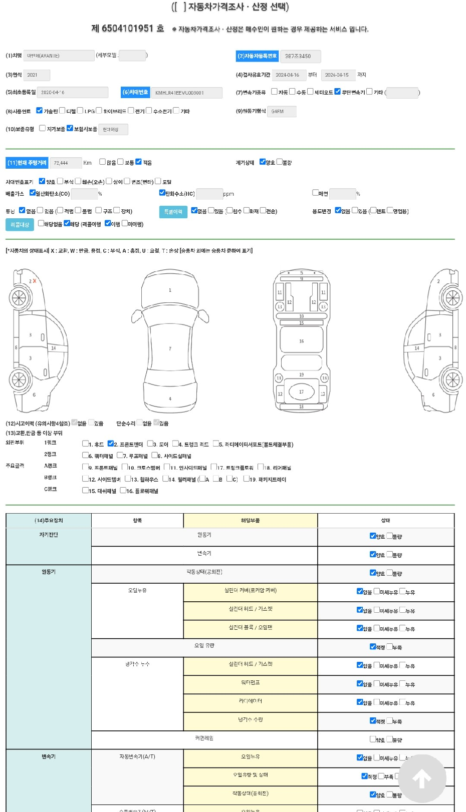 Основная информация и общее состояние / история аварий и ремонтов