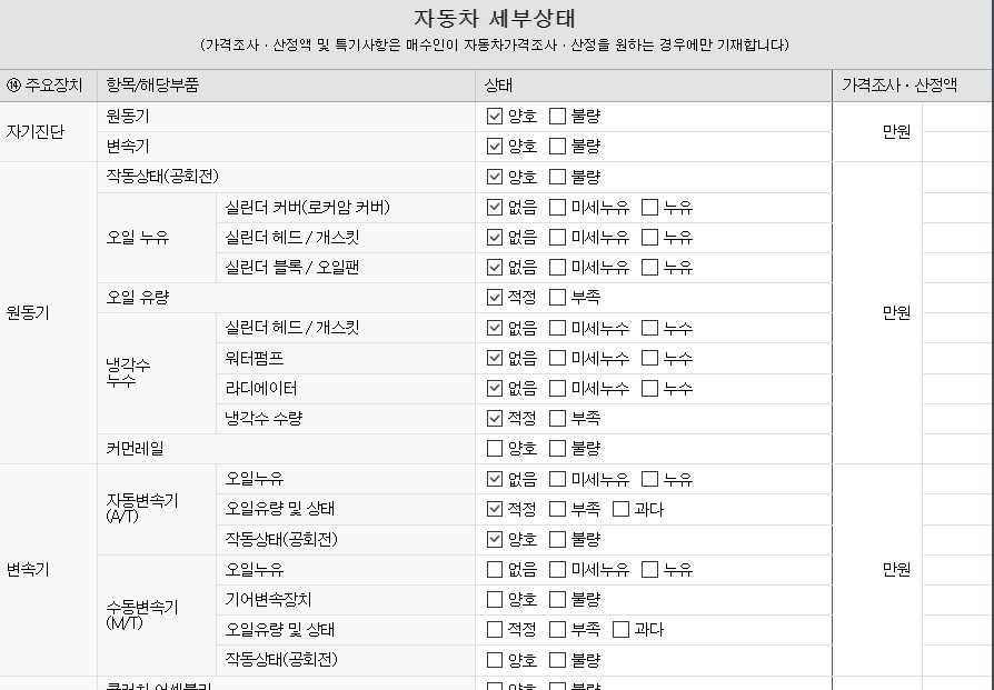 Подробное состояние автомобиля и другая информация