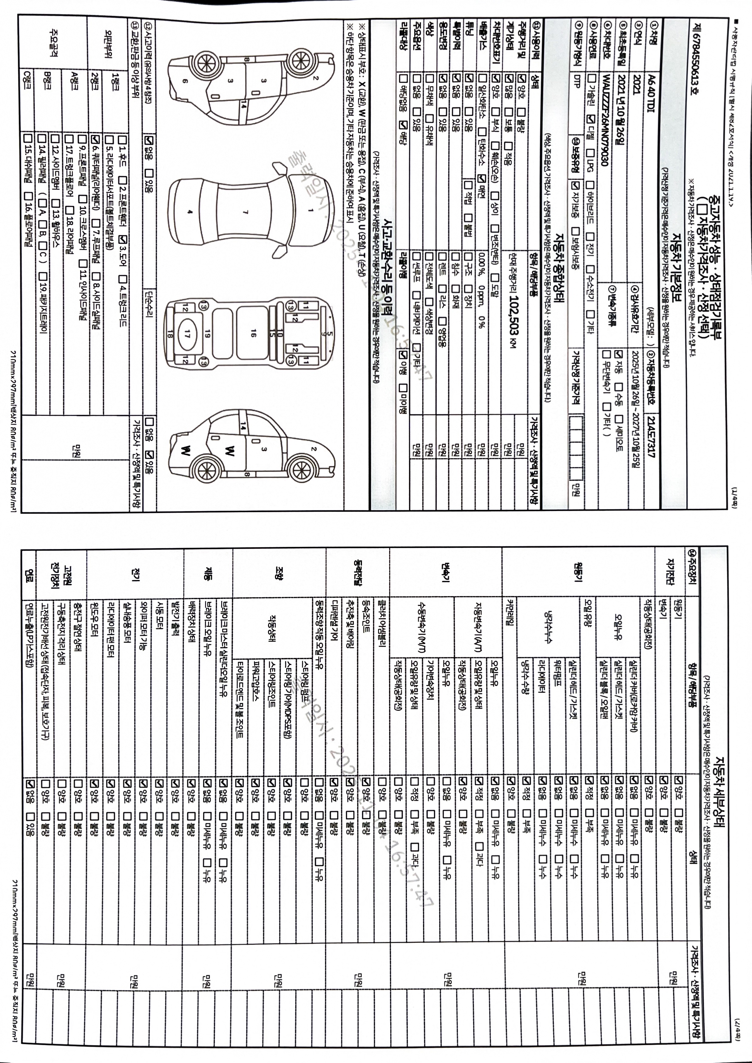 Детальное состояние автомобиля
