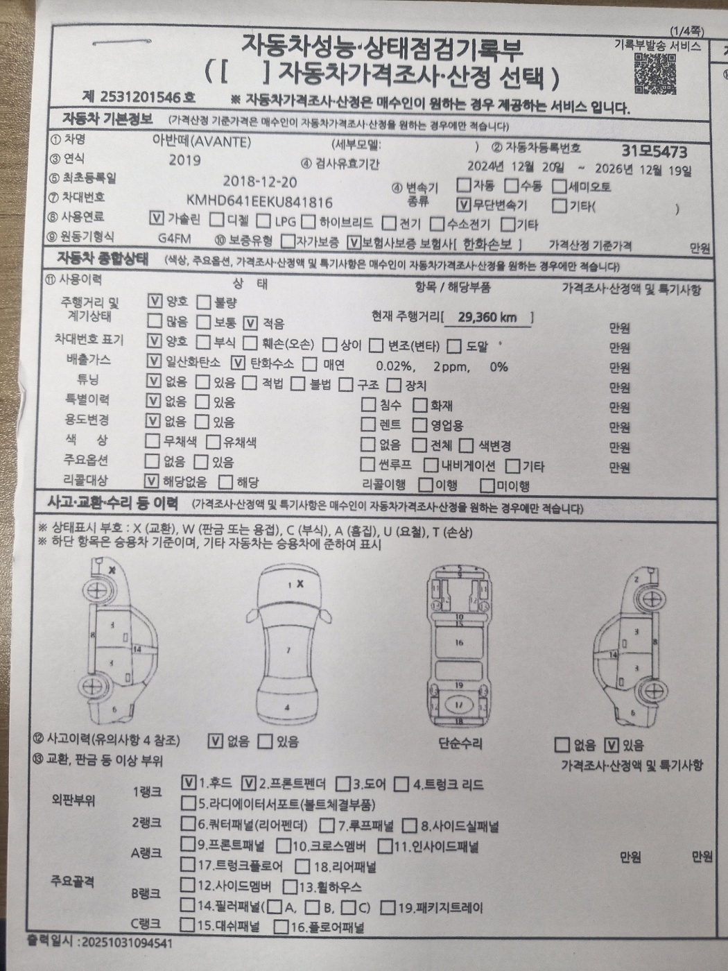 Основная информация и общее состояние / история аварий и ремонтов