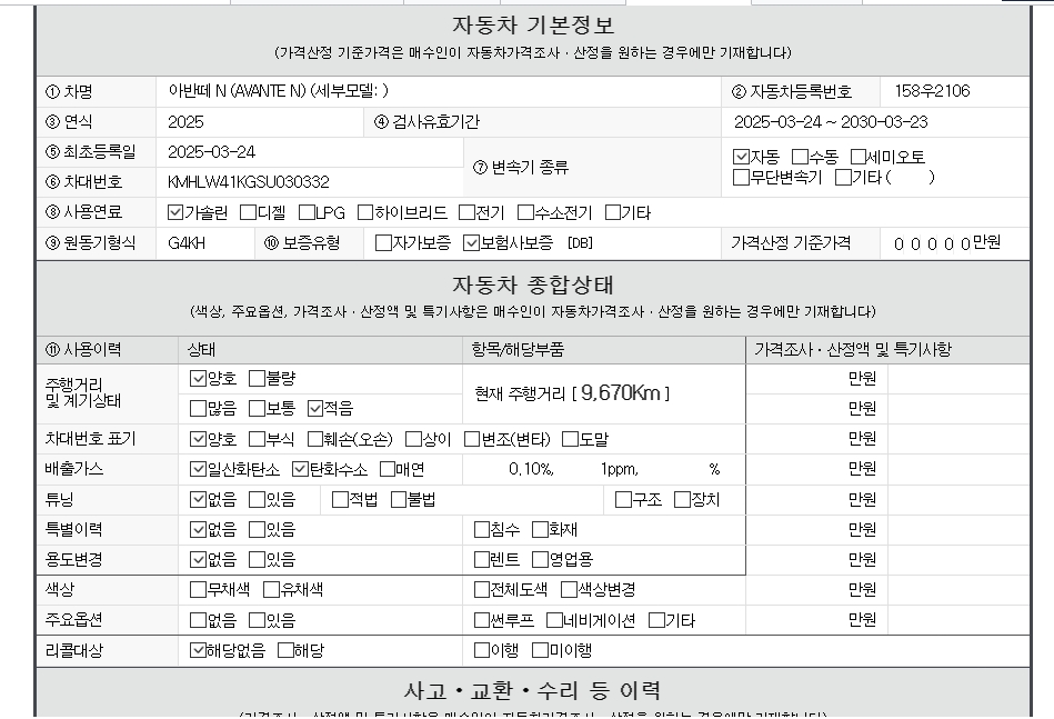 Основная информация и общее состояние / история аварий и ремонтов