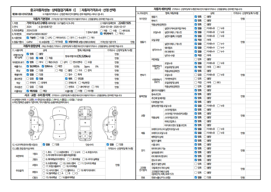 Основная информация и общее состояние / история аварий и ремонтов