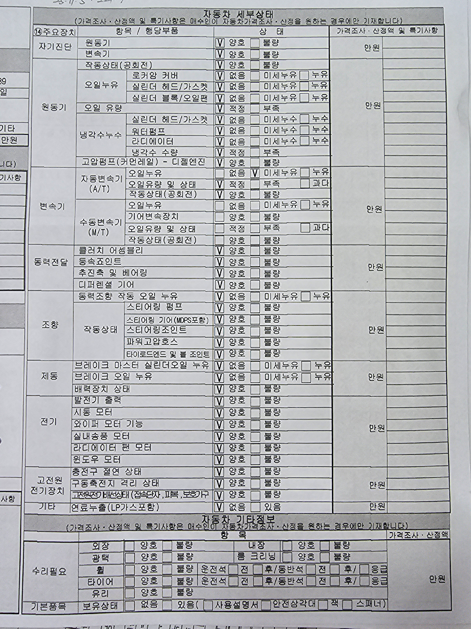 Детальное состояние автомобиля