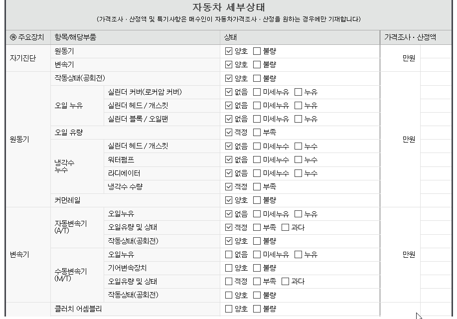 Подробное состояние автомобиля и другая информация