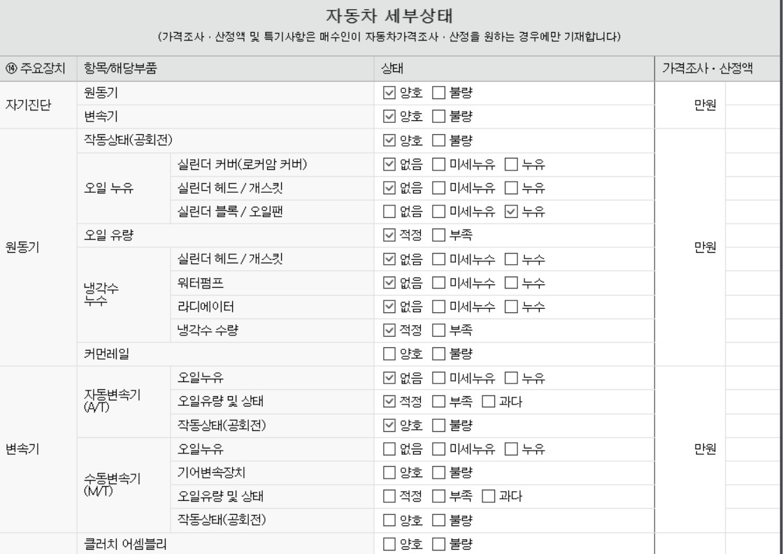 Подробное состояние автомобиля и другая информация