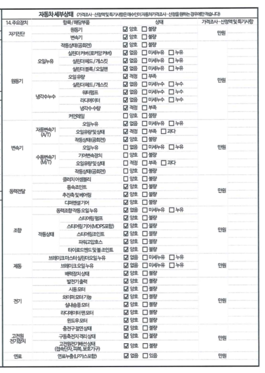 Детальное состояние автомобиля