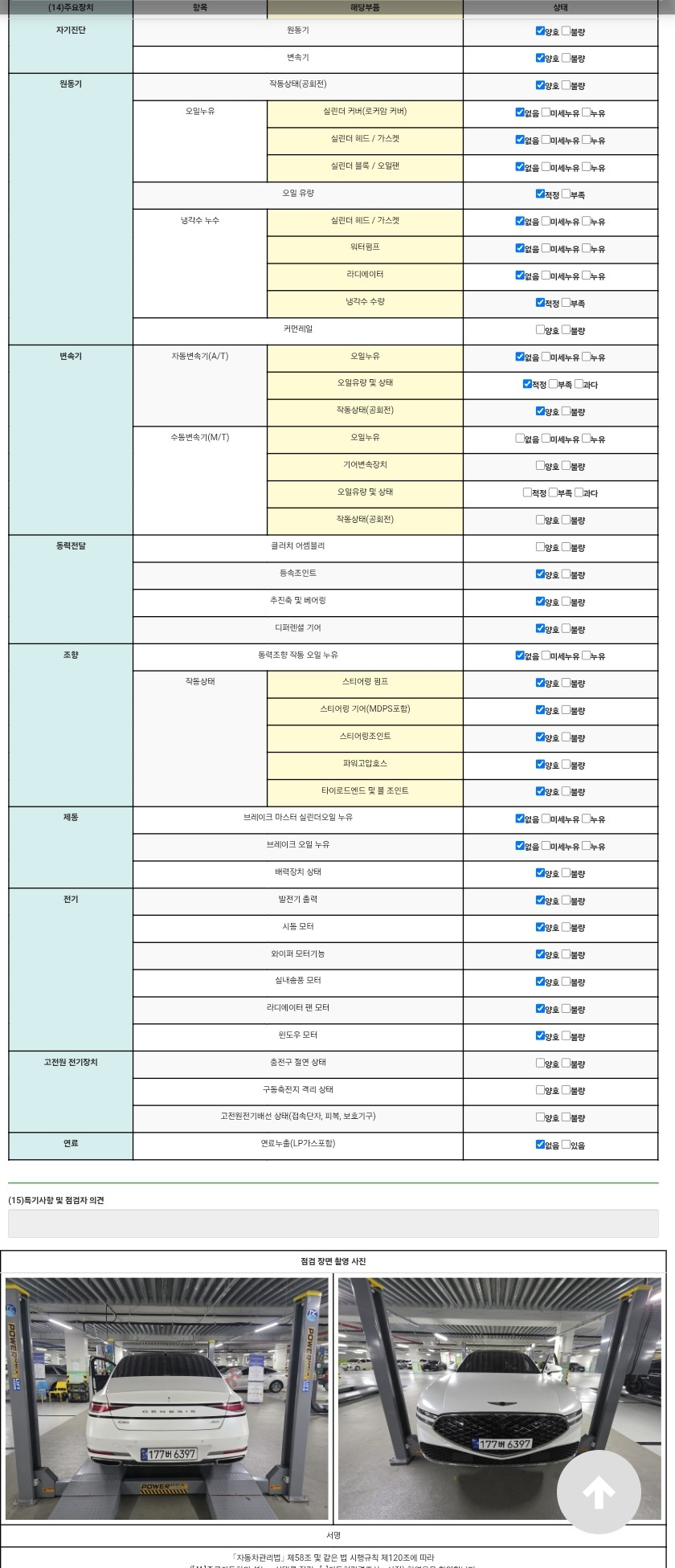 Детальное состояние автомобиля