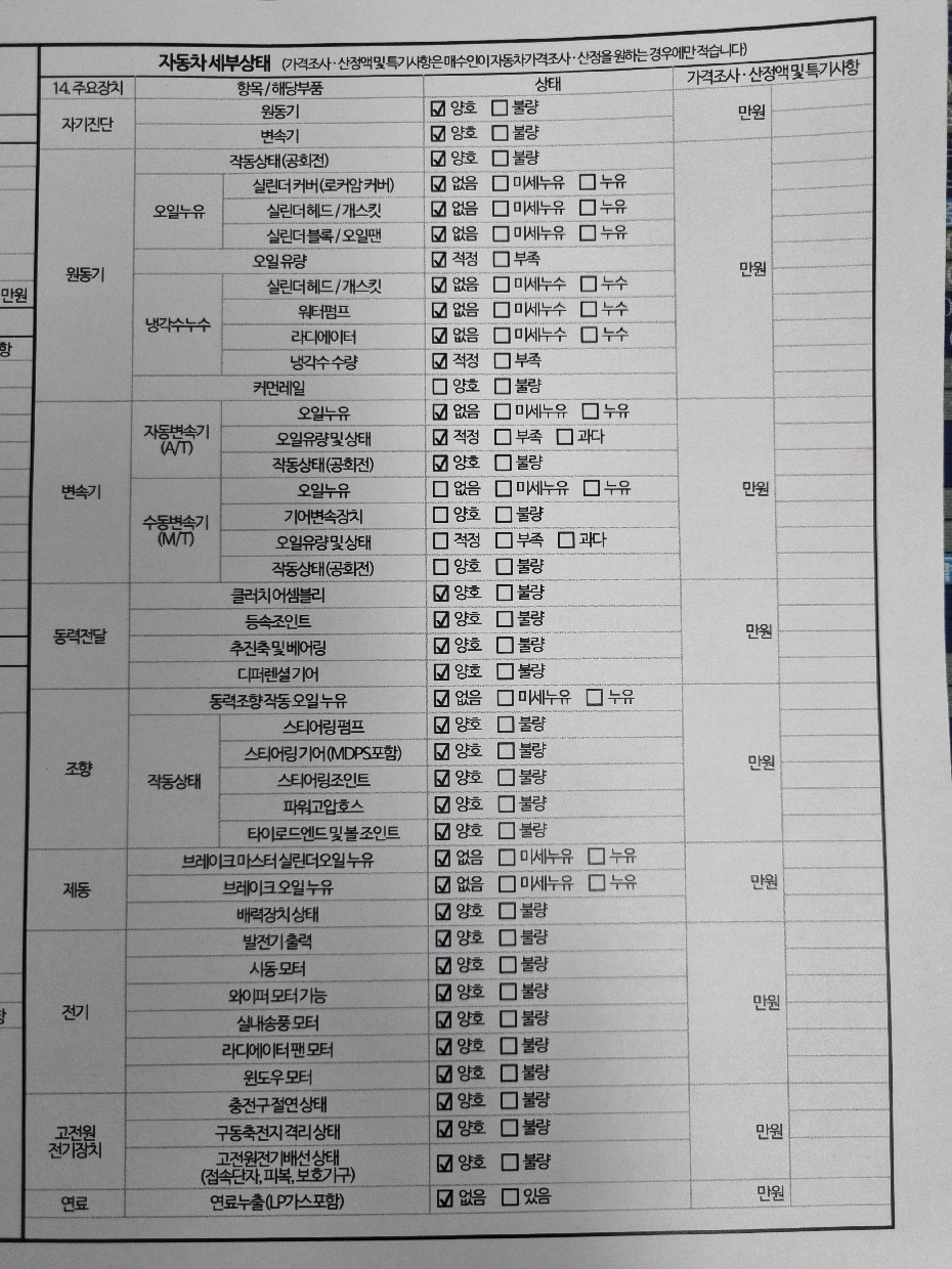 Детальное состояние автомобиля