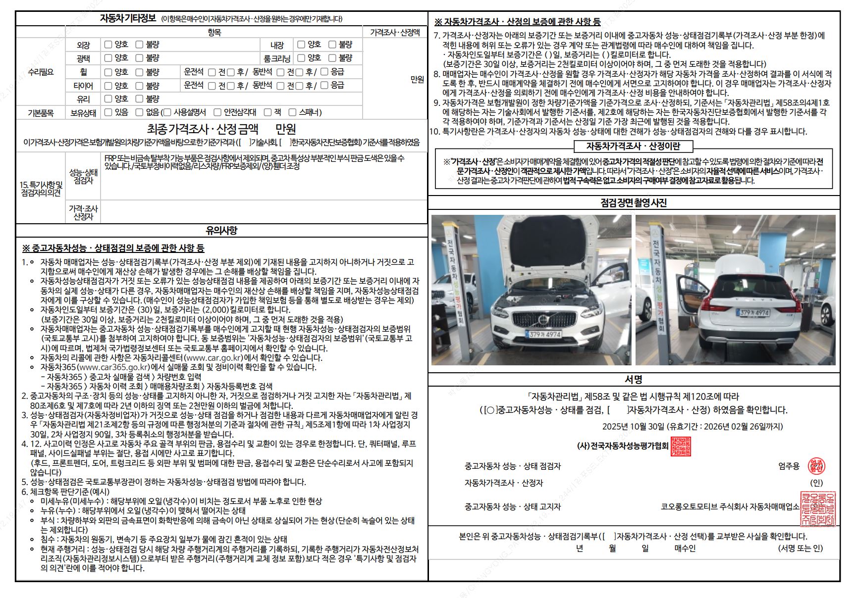 Детальное состояние автомобиля