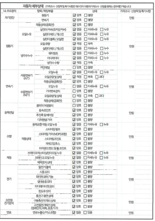 Детальное состояние автомобиля