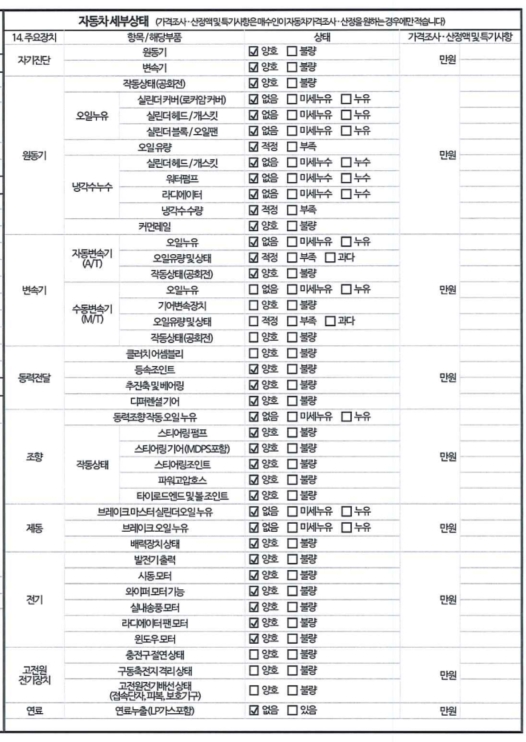 Детальное состояние автомобиля