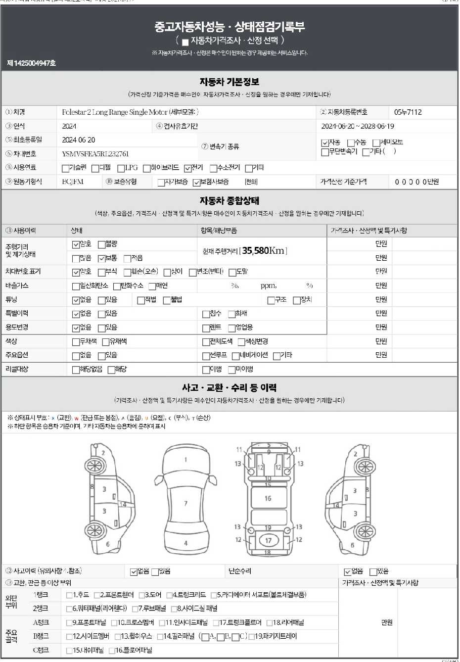 Основная информация и общее состояние / история аварий и ремонтов