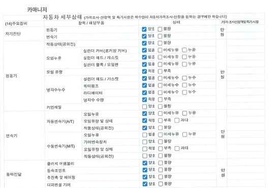 Детальное состояние автомобиля