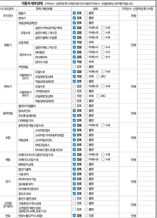 Детальное состояние автомобиля