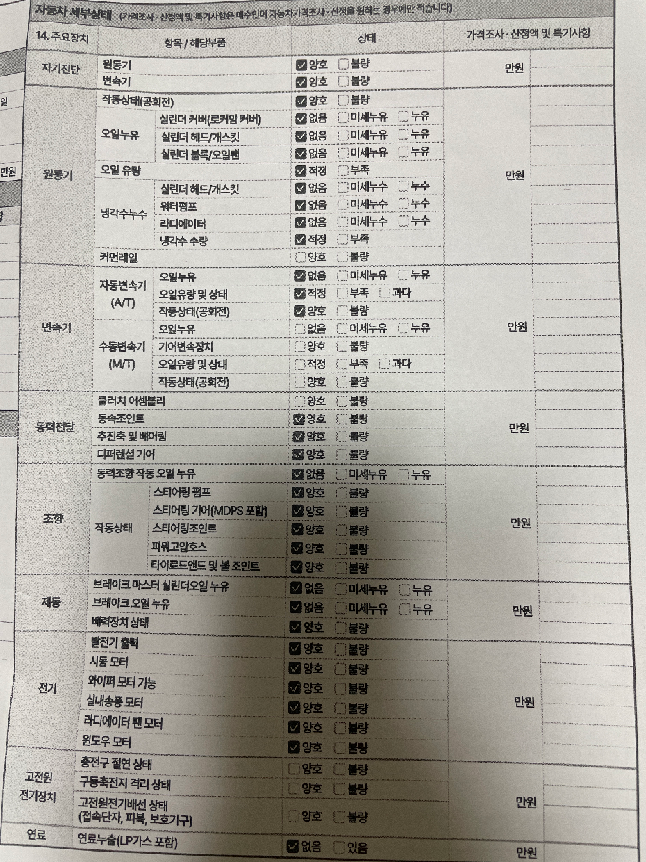 Детальное состояние автомобиля