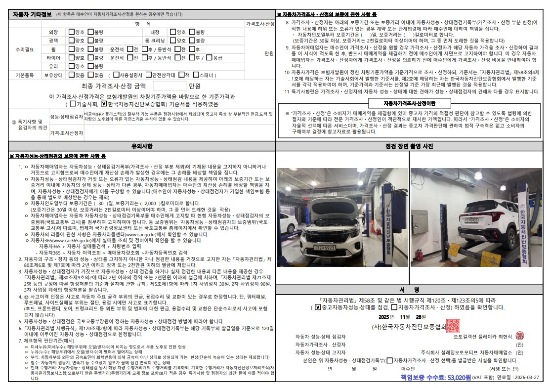 Детальное состояние автомобиля