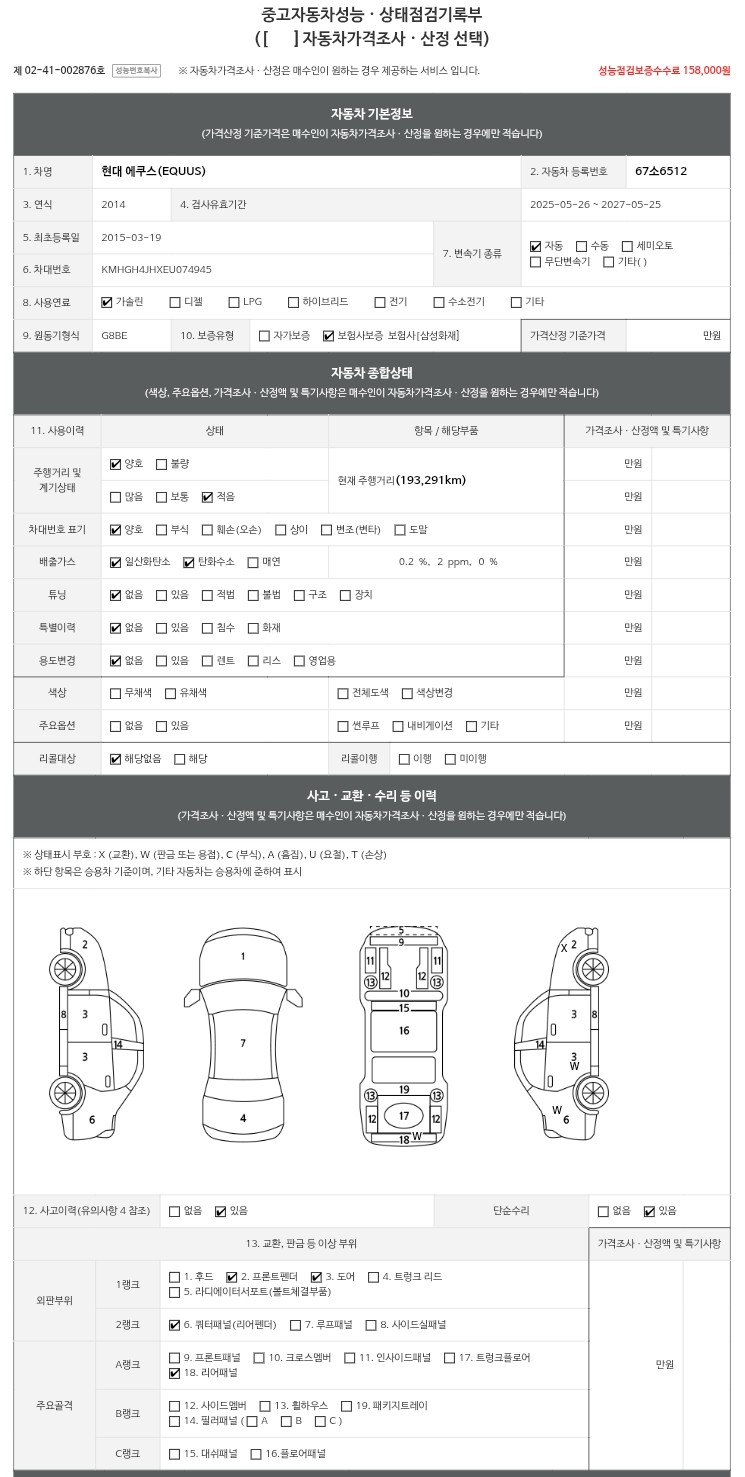 Основная информация и общее состояние / история аварий и ремонтов