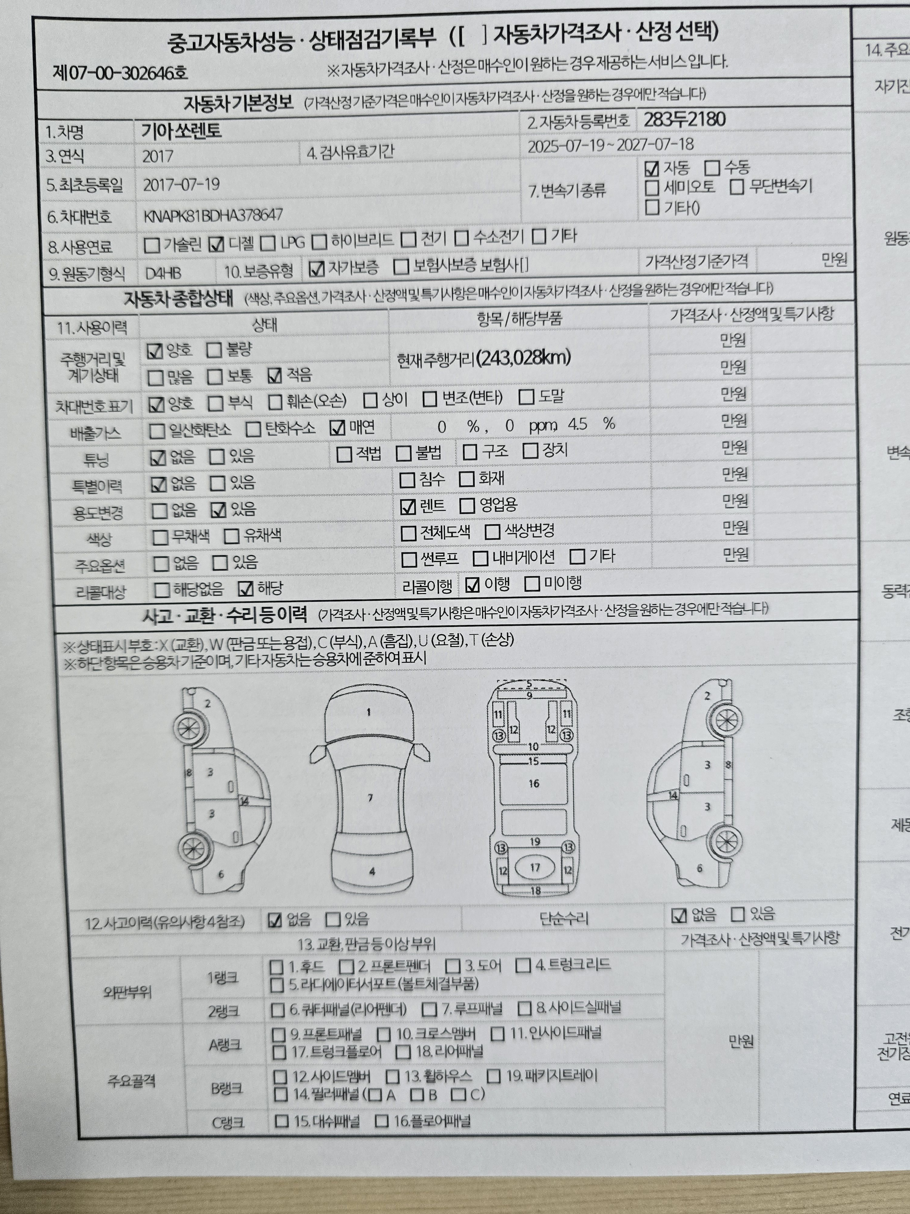 Основная информация и общее состояние / история аварий и ремонтов