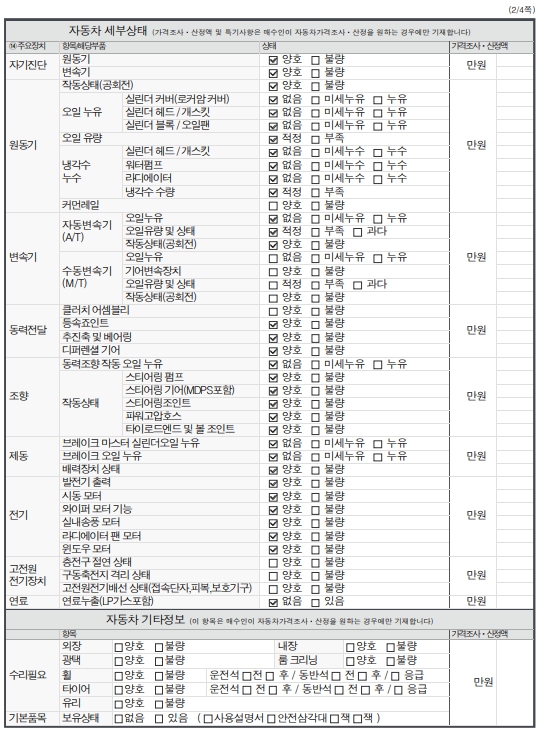 Детальное состояние автомобиля
